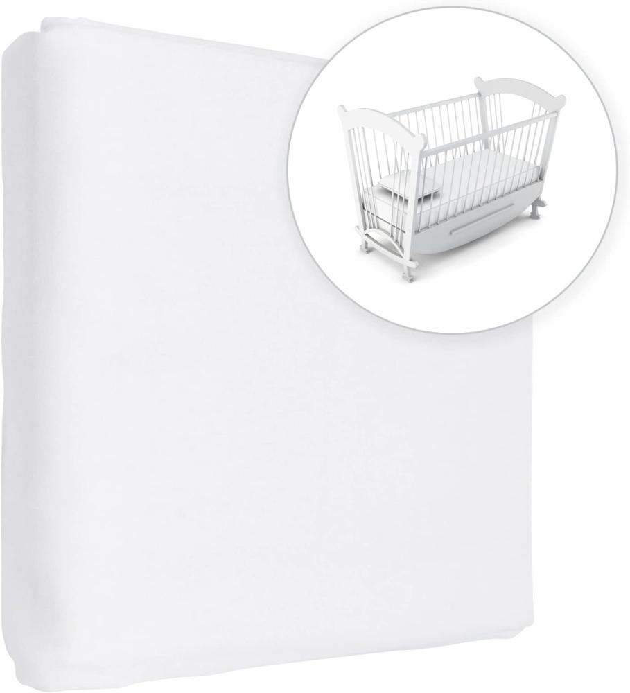 Jersey Spannbetttuch für Babybett, 100% Baumwolle, passend für 90 x 50 cm Babybett-Wiegebett-Matratze (Weiß) Bild 1