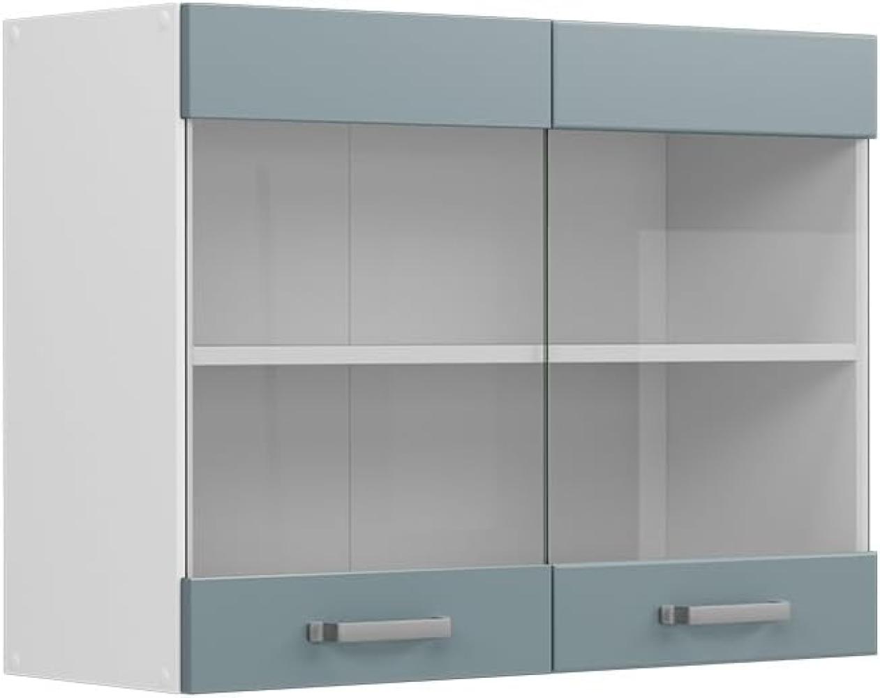 Vicco Glashängeschrank Küchenschrank R-Line Solid Weiß Blau Grau 80 cm modern Bild 1