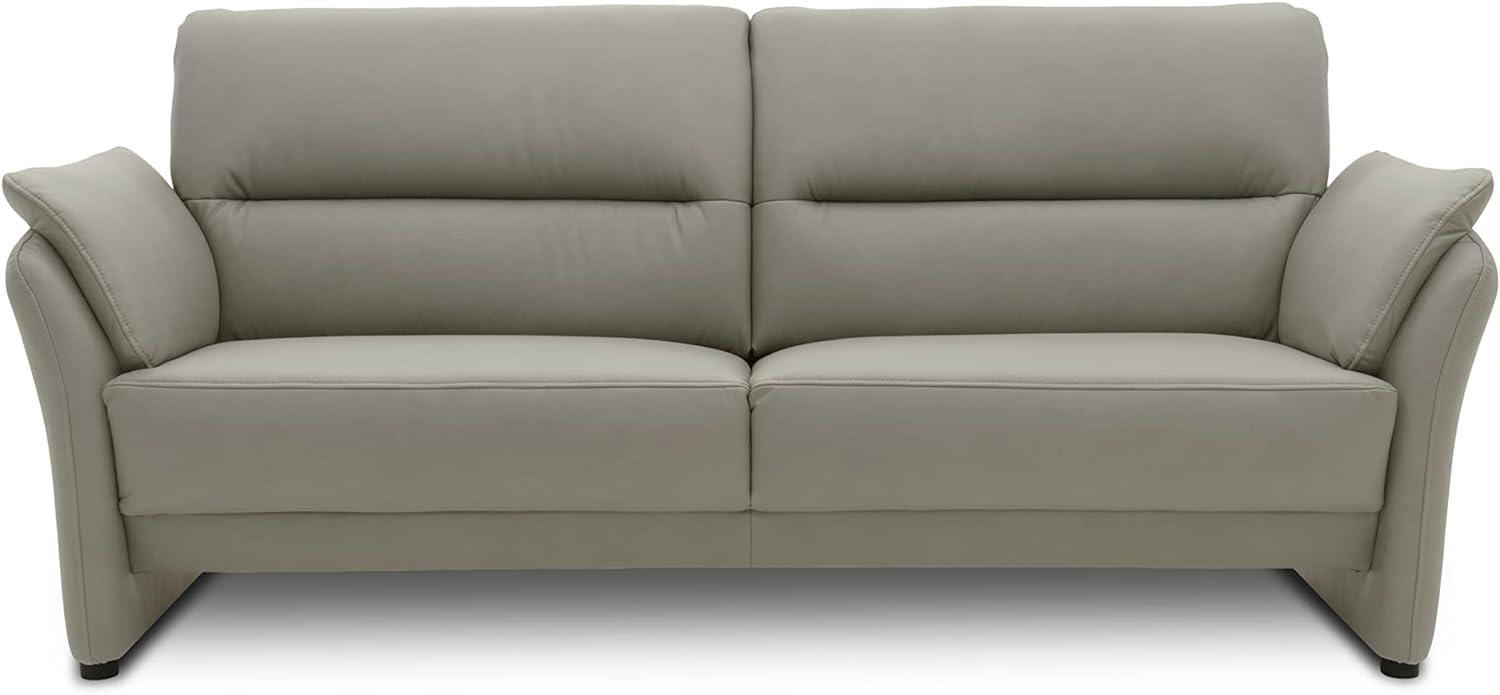 DOMO Collection Lascano 2 Sitzer, formschöner 2er Couch mit Federkern in Lederoptik, Sitzraster 80, Sofa, Garnitur, lichtgrau, 192 cm Bild 1