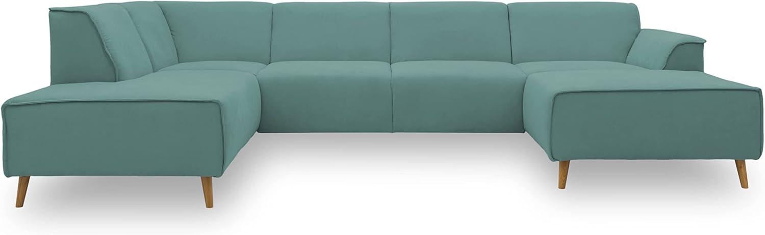 DOMO Collection Jules Wohnlandschaft, Skandinavisches Sofa mit Federkern, Couch in U-Form, Mint, 191x333x159 cm Bild 1