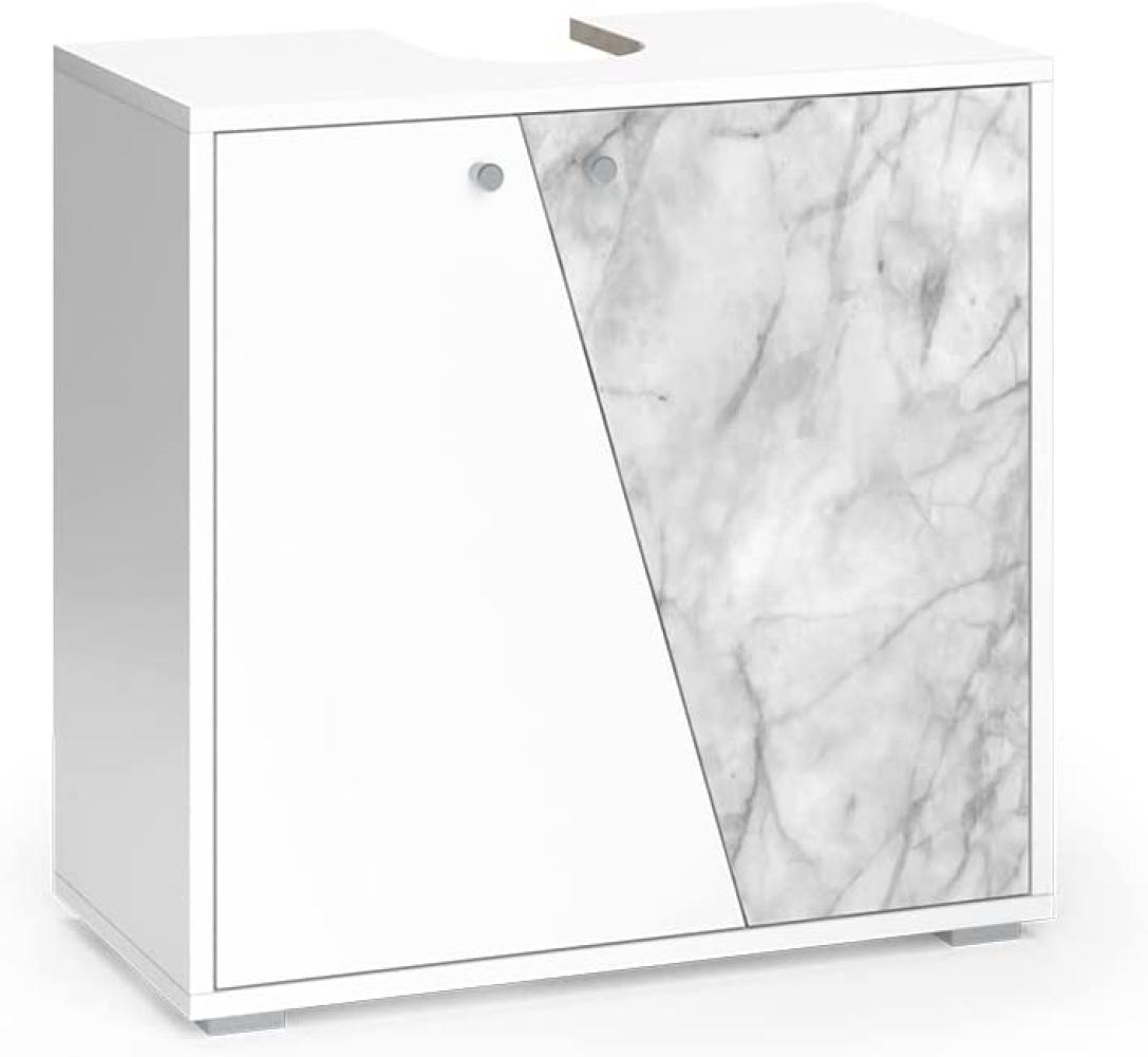 Vicco 'Irida' Waschtischunterschrank, Badschrank, Weiß in Marmor-Optik, 59 x 30 x 60 cm Bild 1