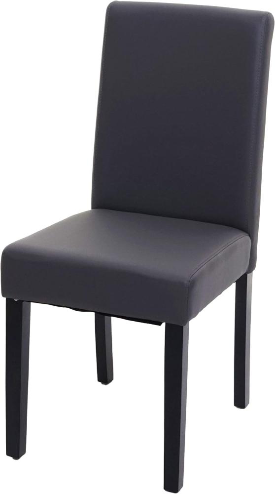 Esszimmerstuhl Littau, Küchenstuhl Stuhl, Kunstleder ~ grau matt, dunkle Beine Bild 1