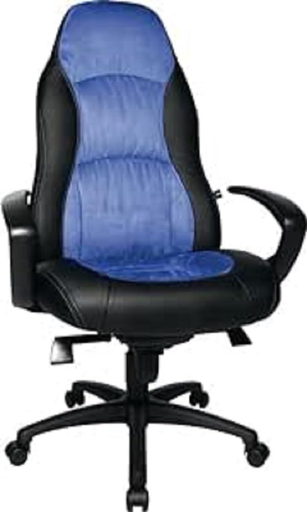 Topstar Speed Chair, Chefsessel, Bürostuhl, Schreibtischstuhl, inkl. Armlehnen, Kunstleder/Mikrofaser, schwarz/blau Bild 1