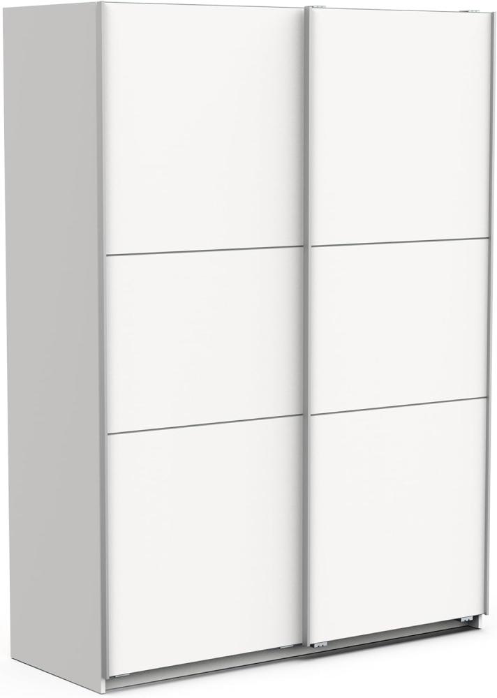 Demeyere Schiebetürschrank mit modernem Kleiderschrank – Farbe Weiß matt & Metall-Finish – 148 x 59,9 x 203 cm, Holzwerkstoff Bild 1
