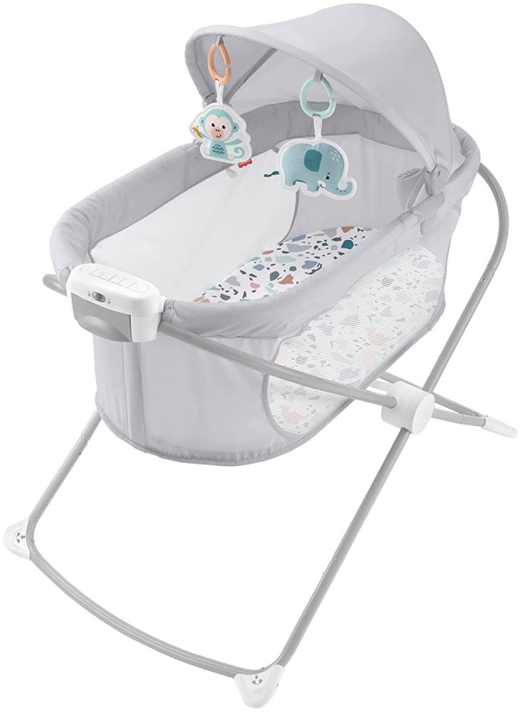 Fisher-Price GWD36 - Zusammenklappbares Beistellbettchen – tragbares Babybettchen mit Licht für Neugeborene und Säuglinge Bild 1