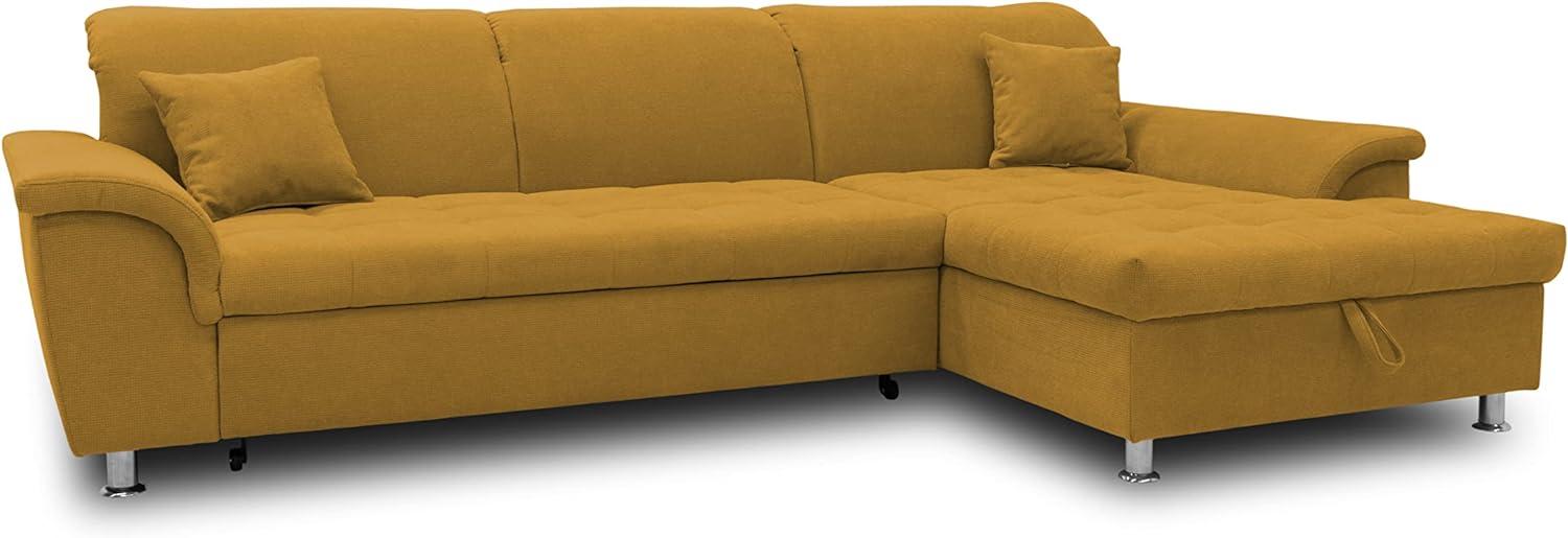 DOMO Collection Ecksofa Franzi, Couch in L-Form, Sofa, Eckcouch mit Rückenfunktion Polsterecke, Gelb, 279x162x81 cm Bild 1
