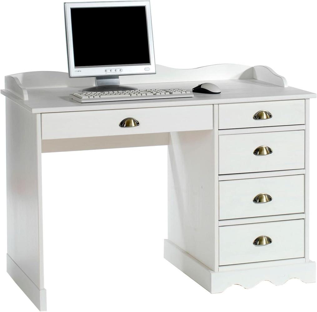 IDIMEX Schreibtisch Bürotisch Colette Arbeitstisch mit Aufsatz, Kiefer massiv, weiß lackiert, Landhausstil Bild 1