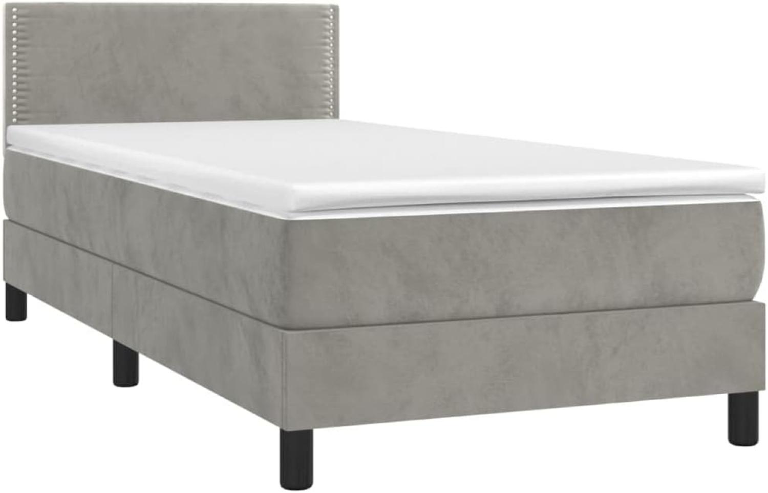 Boxspringbett mit Matratze & LED Hellgrau 90x190 cm Samt (Farbe: Grau) Bild 1