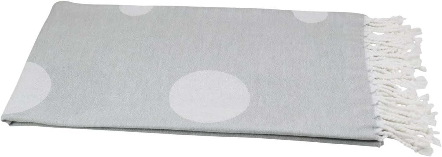 Hamamtuch Strandtuch grau weiß 100x180 cm "Punkt-Muster" Bild 1