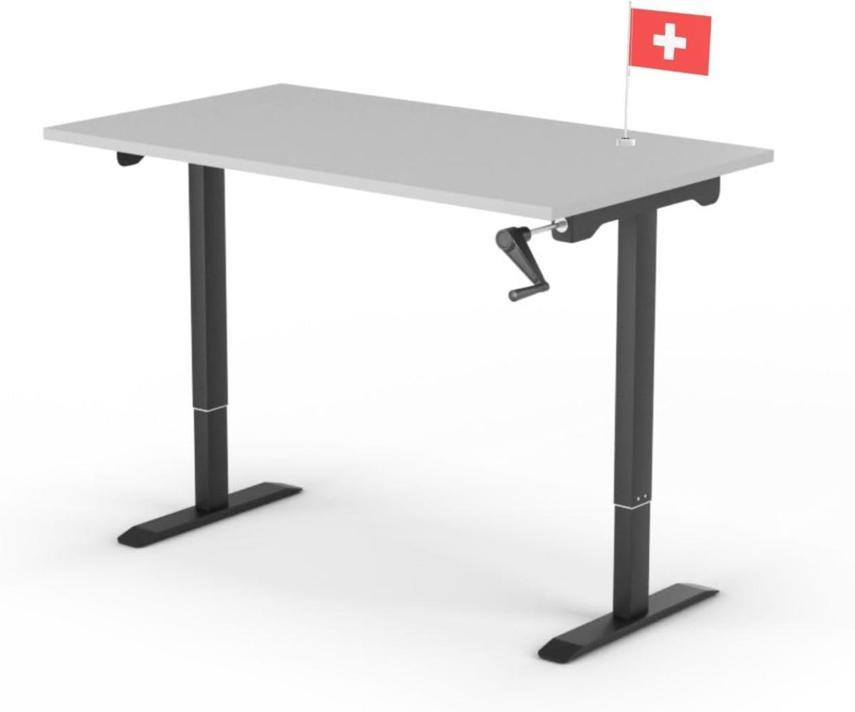manuell höhenverstellbarer Schreibtisch EASY 140 x 60 cm - Gestell Schwarz, Platte Grau Bild 1