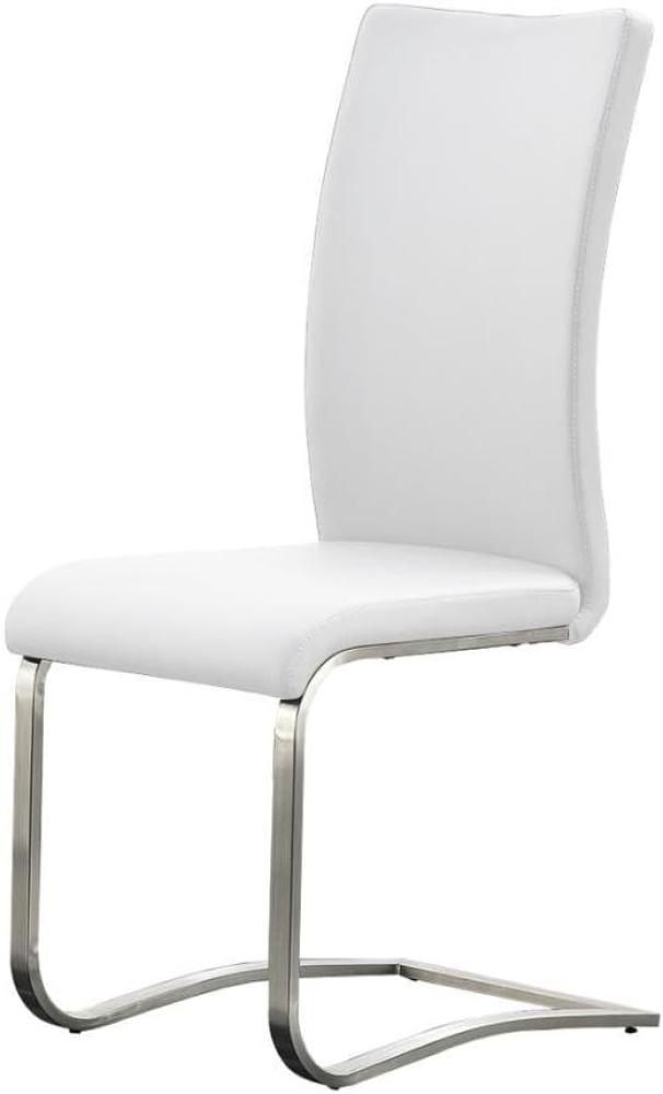Robas Lund Esszimmerstuhl 2-er Set weiß, Stuhl belastbar bis 130 kg, mit Kunstlederbezug, Gestell Edelstahl Bild 1