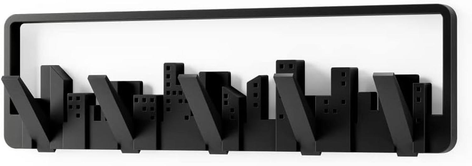 Umbra Skyline Schwarz Garderobenhaken mit 5 beweglichen Haken Garderobenleiste aus Kunsts Bild 1