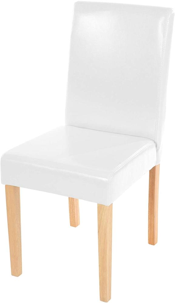 Esszimmerstuhl Littau, Küchenstuhl Stuhl, Leder ~ weiß, helle Beine Bild 1
