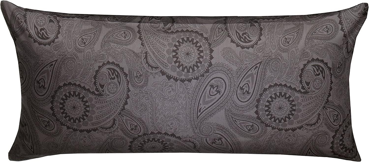 Bettwaesche-mit-Stil Mako-Satin Damast Paisley Bettwäsche "Davos" schwarz-grau Kissenbezug 40x80 cm Bild 1