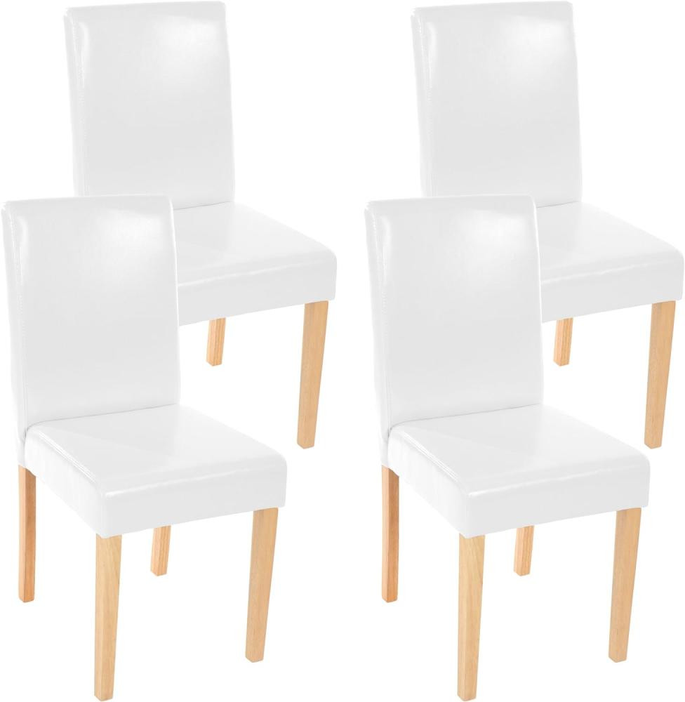 4er-Set Esszimmerstuhl Stuhl Küchenstuhl Littau ~ Kunstleder, weiß helle Beine Bild 1
