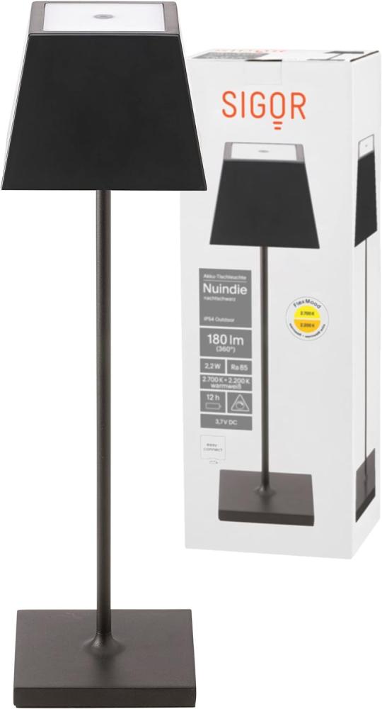LED Tischleuchte, schwarz, Touchdimmer, Akku, H 37 cm Bild 1