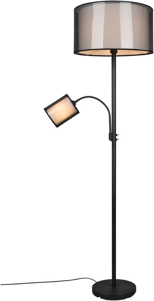 LED Stehleuchte mit Leselicht & Stoff Organza Schwarz innen Weiß, 174cm Bild 1