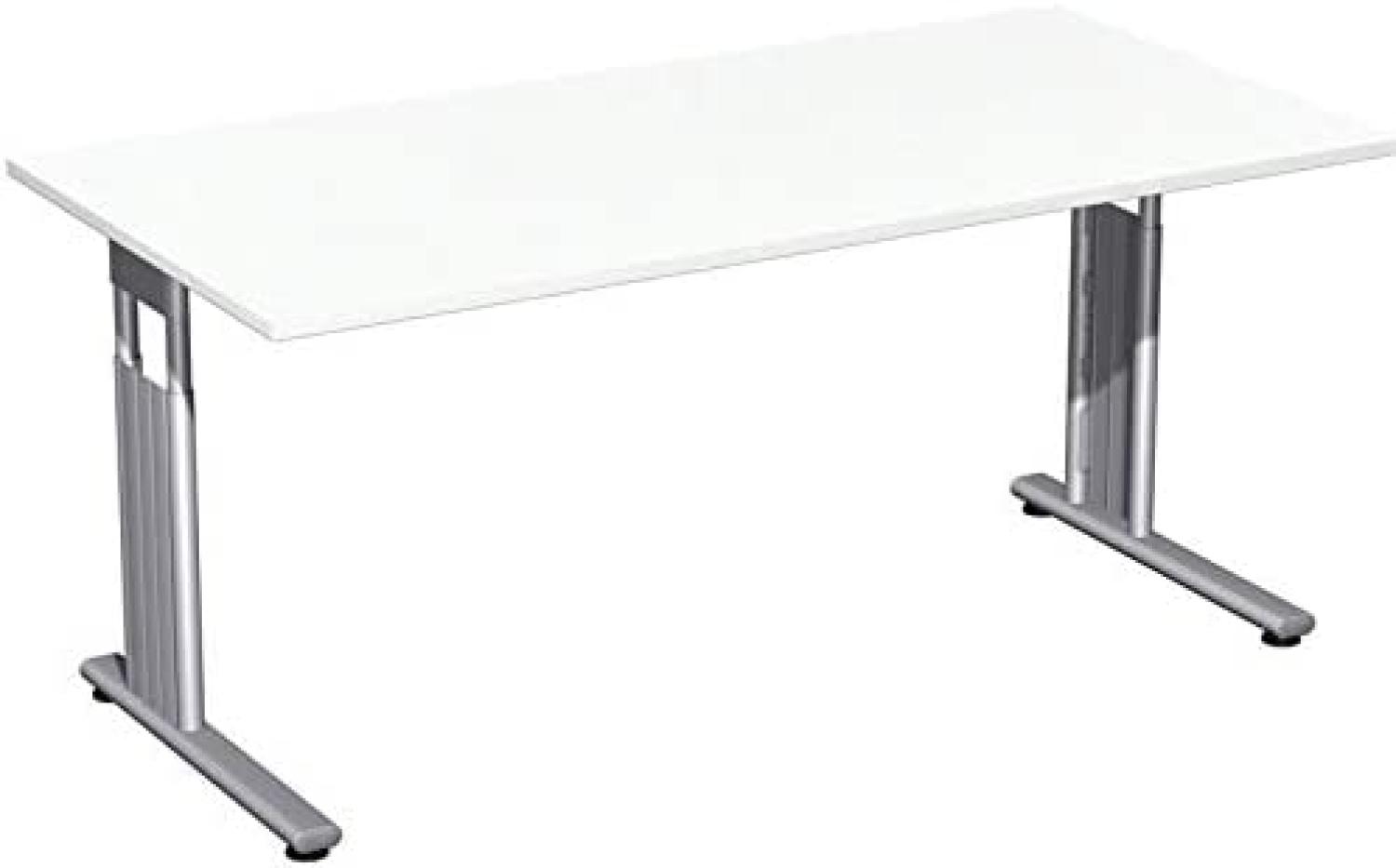 Schreibtisch, 160x80cm, Weiß / Silber Bild 1
