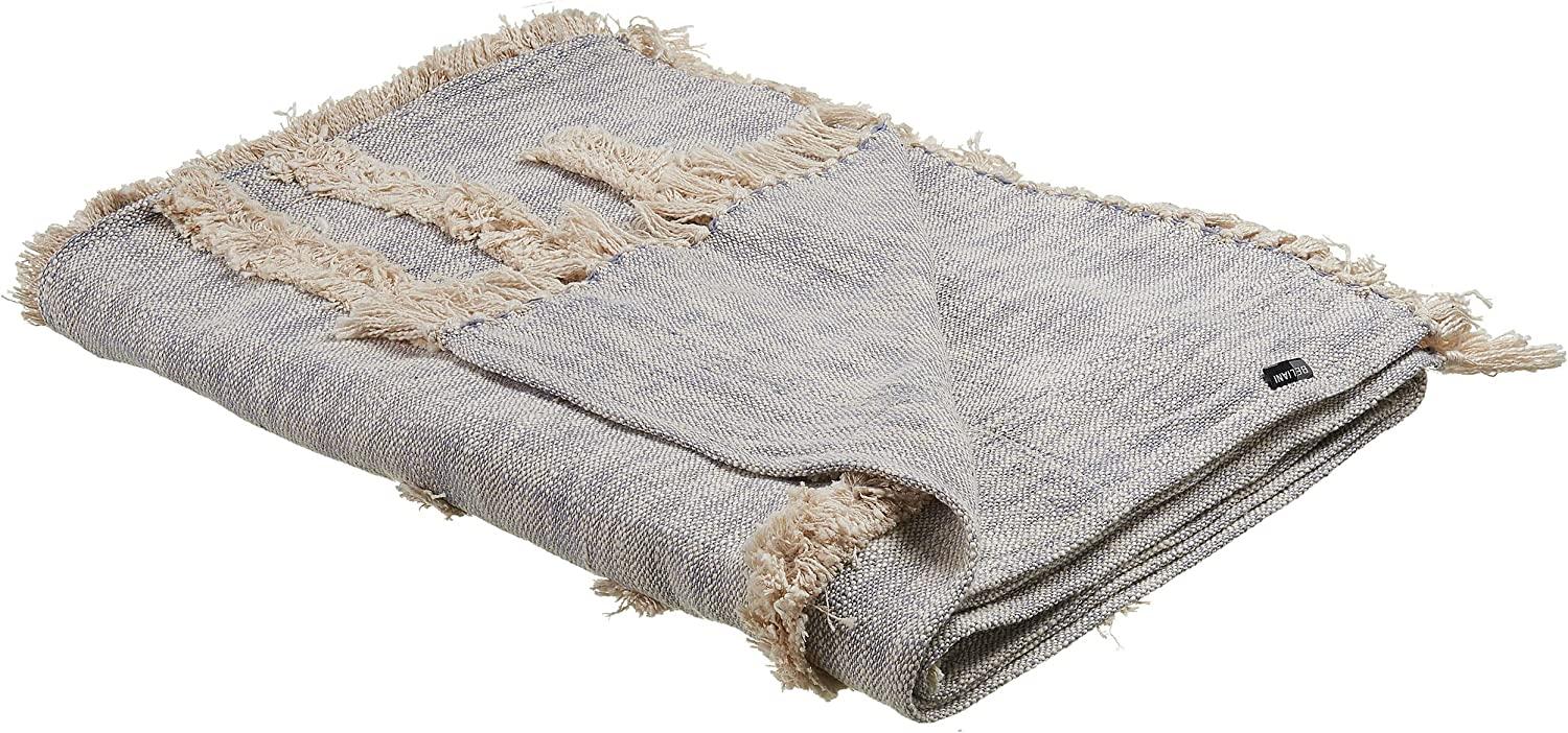 Decke Baumwolle grau beige 130 x 180 cm abstraktes Muster HOSPET Bild 1