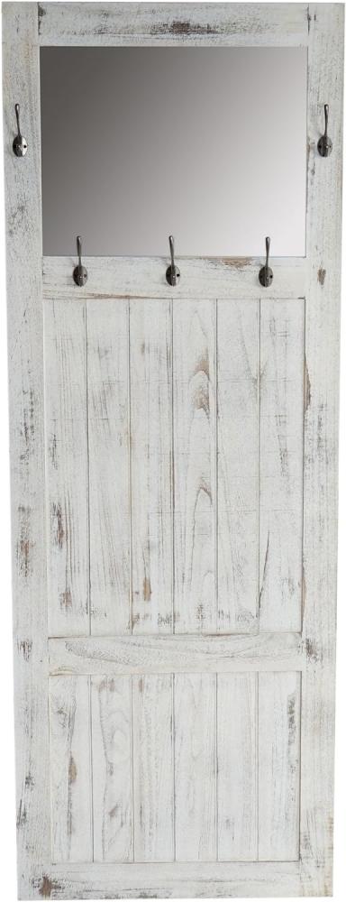 Garderobe Wandgarderobe mit Spiegel Wandhaken 180x65x7cm, Shabby-Look, Vintage ~ weiß Bild 1