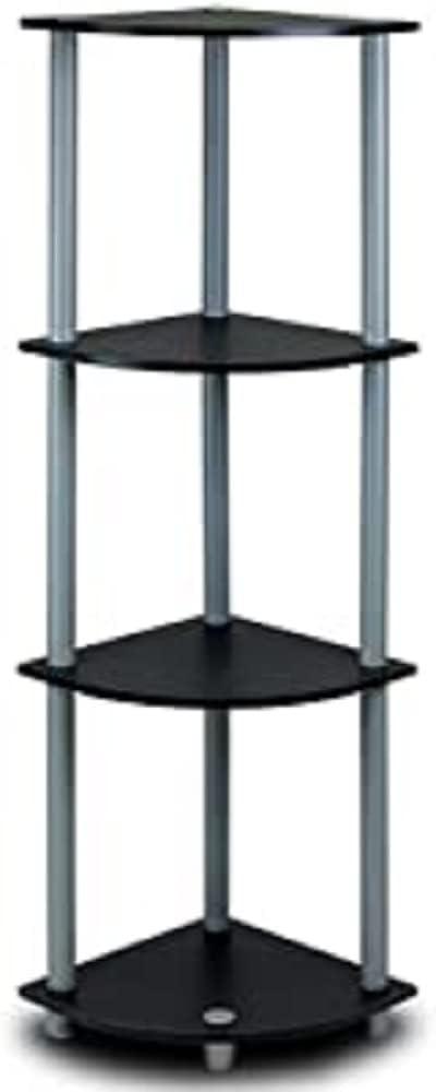 Furinno kompaktes Eck-Mehrzweck-Regal mit 4 Ebenen, schwarz/grau, 29. 46 x 29. 46 x 110. 49 cm Bild 1