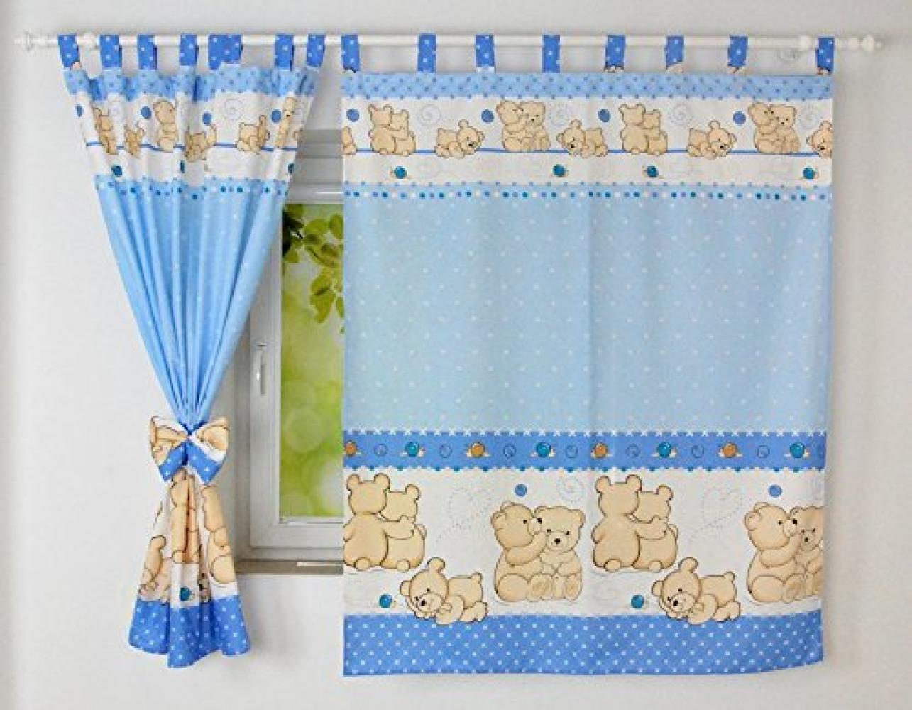 BabyLux 'Teddybären' Vorhänge mit Schlaufen, blau Bild 1