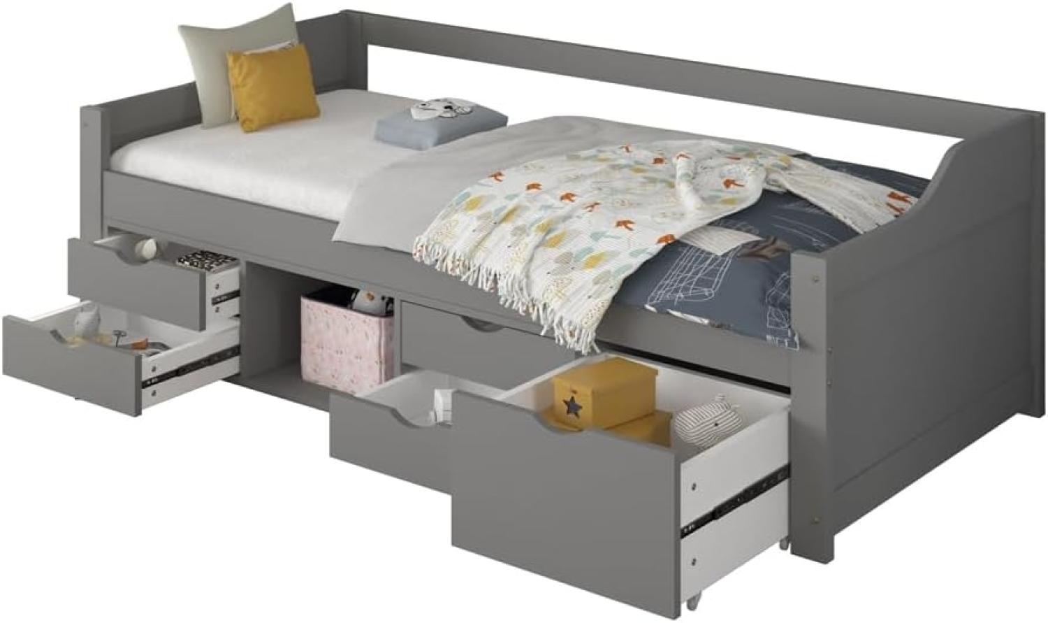 HOME DELUXE Bett Kinderbett COSMOS mit Schubladen 90 x 200 cm (inkl. Lattenrost & wahlweise mit Matratze, 1-tlg), Bett mit Schubladen & viel Stauraum, Einzelbett, Jugendbett Bild 1