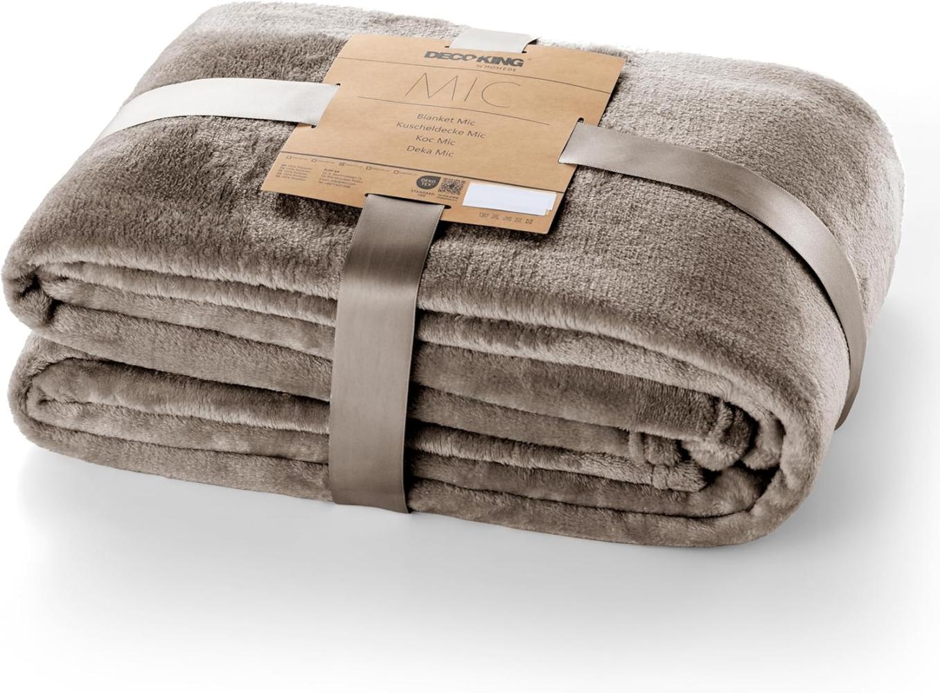 DecoKing Kuscheldecke 200x220 cm Cappuccino Decke Microfaser Tagesdecke Fleece weich sanft kuschelig beige Mic Bild 1