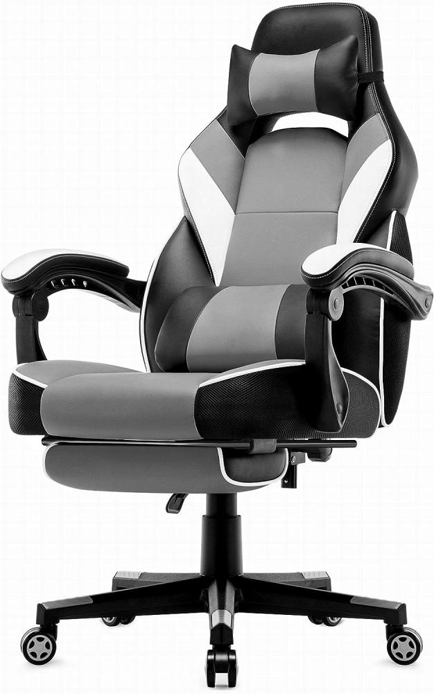 IntimaTe WM Heart Gaming Stuhl mit Hoher Rückenlehne, Ergonomischer Gamer Stuhl, Bürostuhl aus Kunstleder (Gray) Bild 1