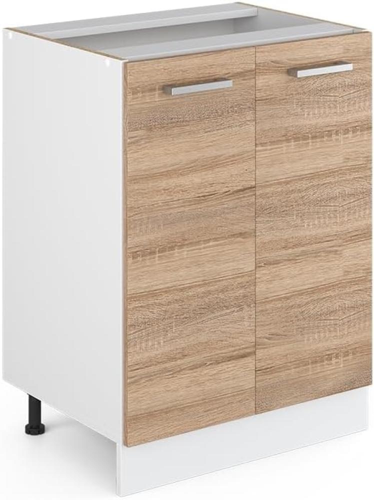 Vicco Küchenunterschrank R-Line, Sonoma/Weiß, 60 cm, AP Eiche Bild 1