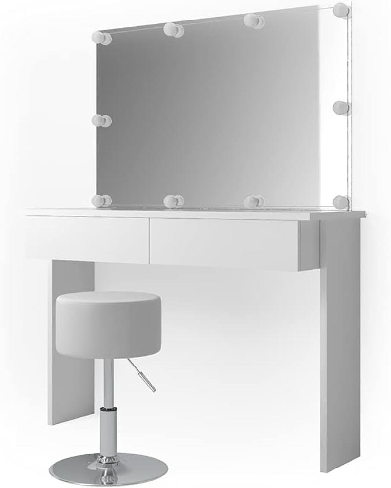 Vicco 'Azur' Schminktisch, Weiß Hochglanz, inkl. Hocker, Spiegel und LED-Lichterkette Bild 1