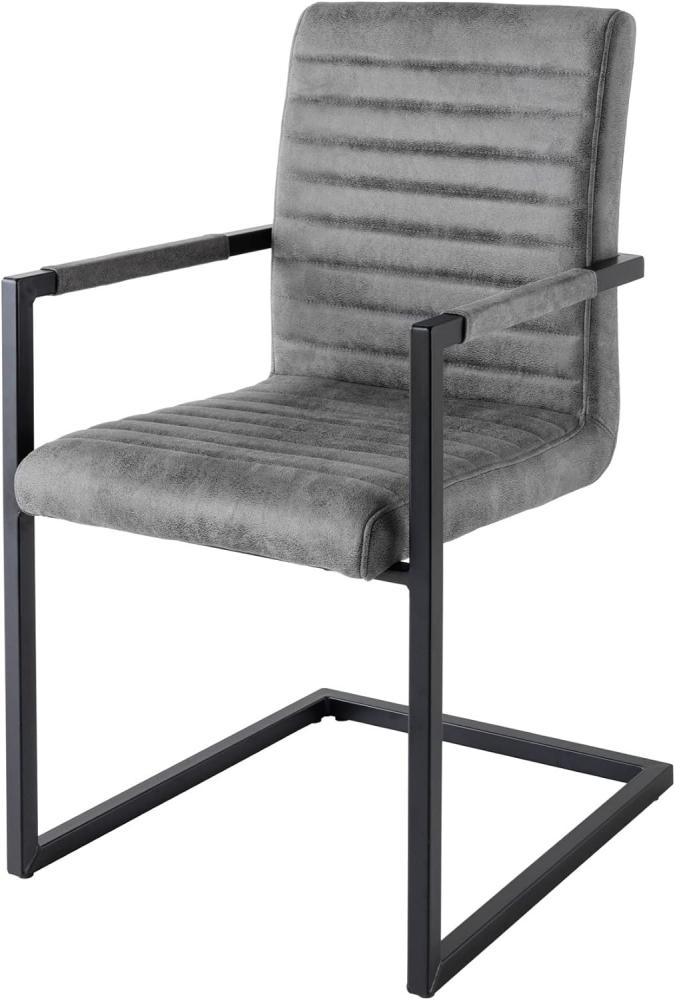 invicta INTERIOR Freischwinger Stuhl LOFT Vintage grau mit Armlehne Schwingerstuhl Esszimmerstuhl Stuhl Armlehnenstuhl Bild 1