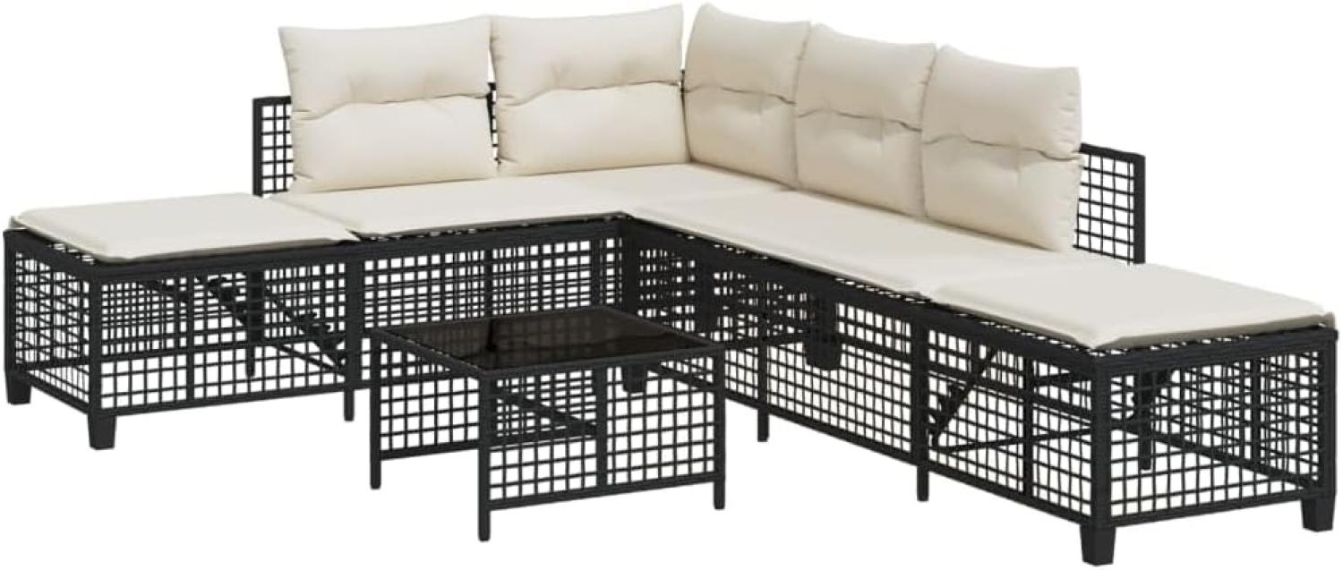 3-tlg. Garten-Ecksofa-Set mit Kissen Schwarz Poly Rattan 365443 Bild 1