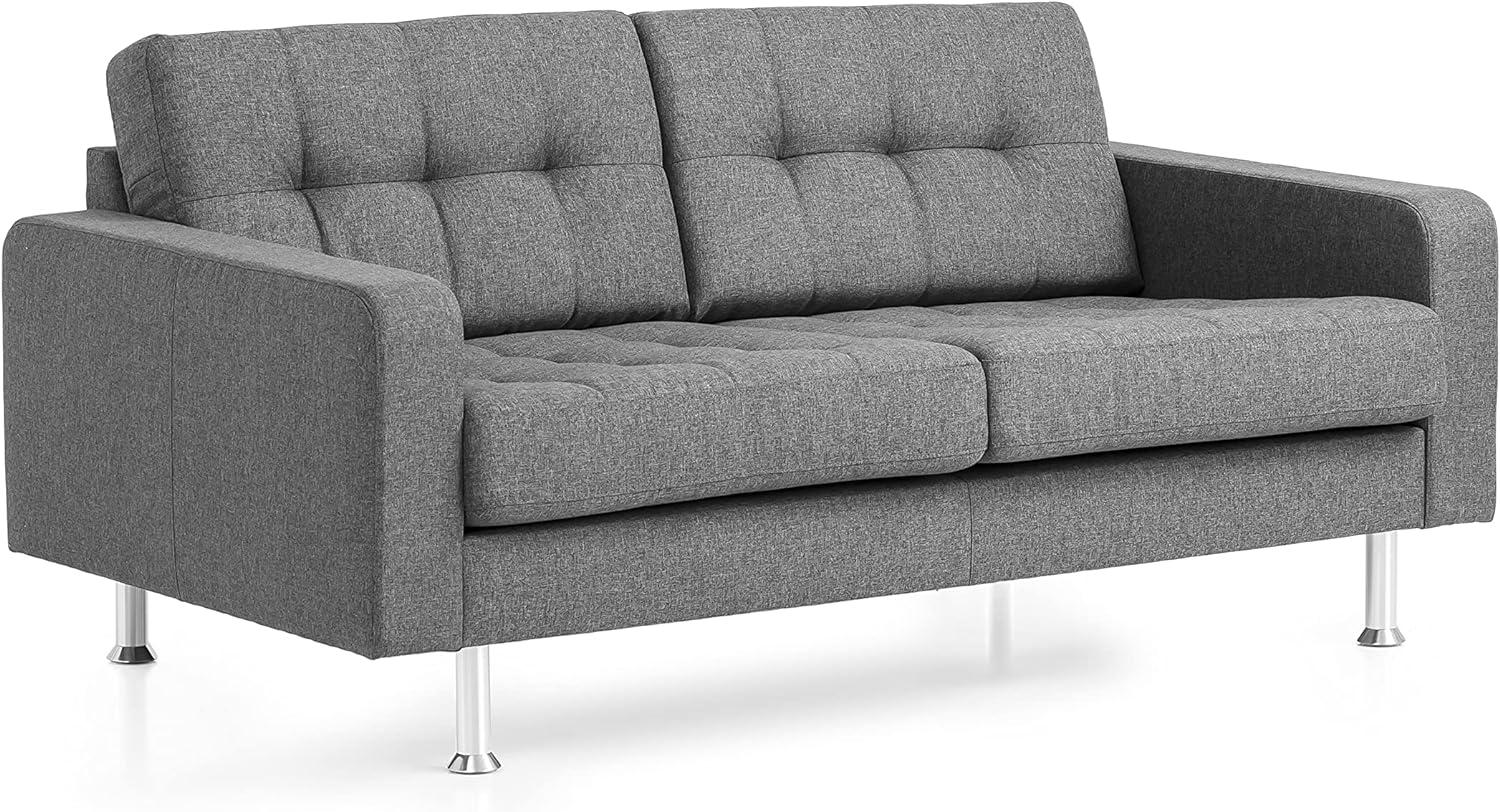 Traumnacht Sofa Laval, 2-Sitzer Couch mit Stoffbezug und Metallfüßen, produziert nach deutschem Qualitätsstandard, grau, 166 x 92 x 65 cm Bild 1