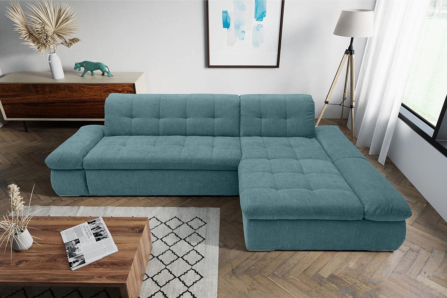 DOMO. collection Moric Couch, Ecksofa, Eckcouch, Sofa in L-Form, Petrol grün, 300 x 172 x 80 cm Bild 1