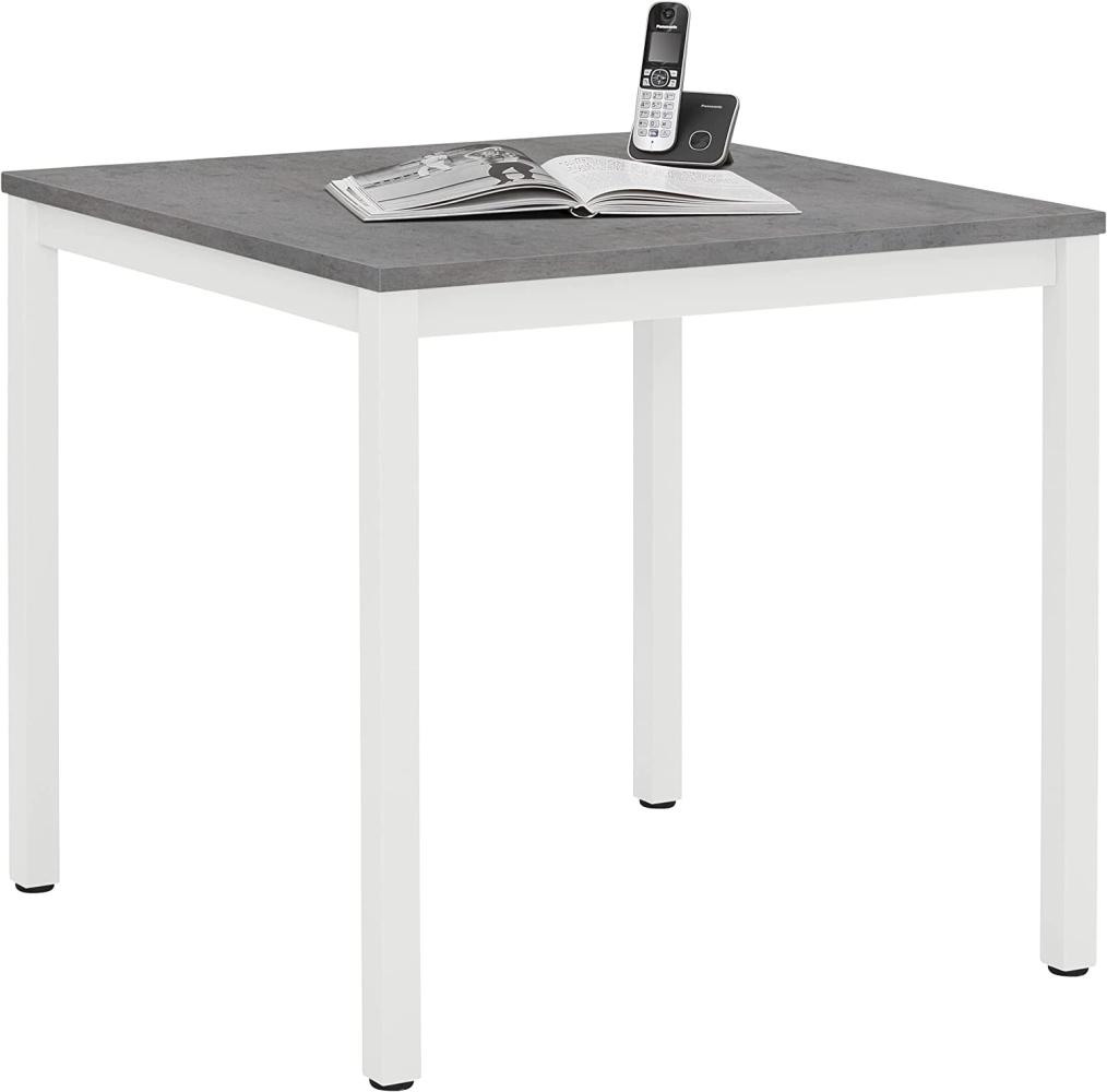 Schreibtisch "Siegendorf" aus Material / Spanplatte / Melaminharzbeschichtung / hochwertige ABS-Kanten in Metall weiß - steingrau. Abmessungen (B/H/T) 80x76x51 cm Bild 1