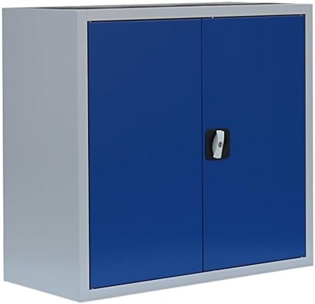 Stahl-Aktenschrank, Aktenschrank abschließbar, Büroschrank, Stahlschrank, Lichtgrau/Blau, 750 x 800 x 383 mm, 530301 Bild 1