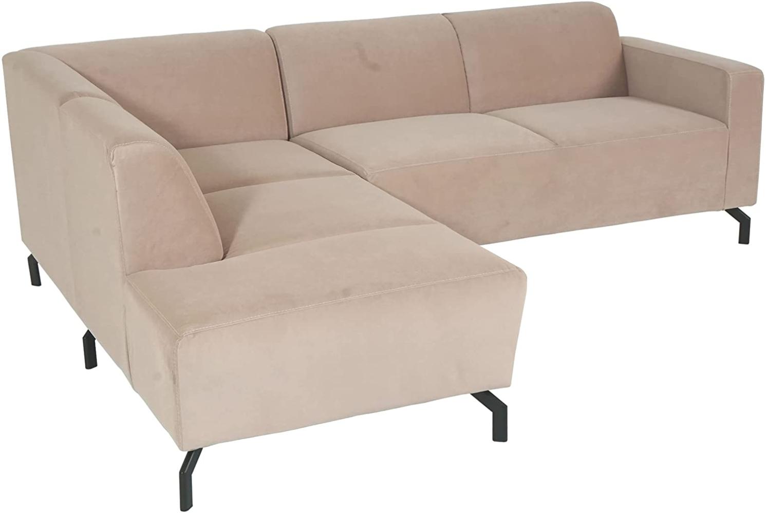 Ecksofa HWC-J60, Couch Sofa mit Ottomane links, Made in EU, wasserabweisend ~ Samt sand Bild 1