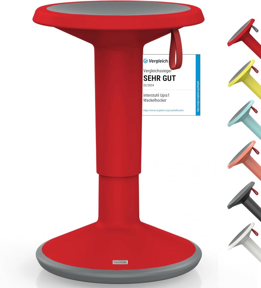 Interstuhl UPis1 – ergonomischer Sitzhocker mit Schwingeffekt – für einen geraden Rücken Made in Germany – inkl. 10 Jahren Garantie (Rot, Standard Edition) Bild 1