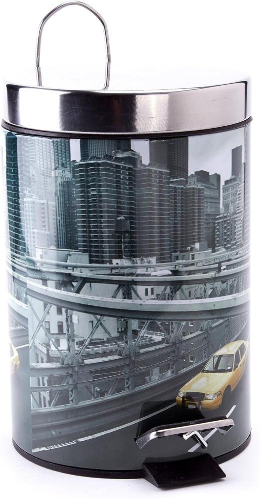 MSV Kosmetikeimer "New York" Mülleimer Treteimer Abfalleimer - 3 Liter – mit herausnehmbaren Inneneimer Grau Bild 1