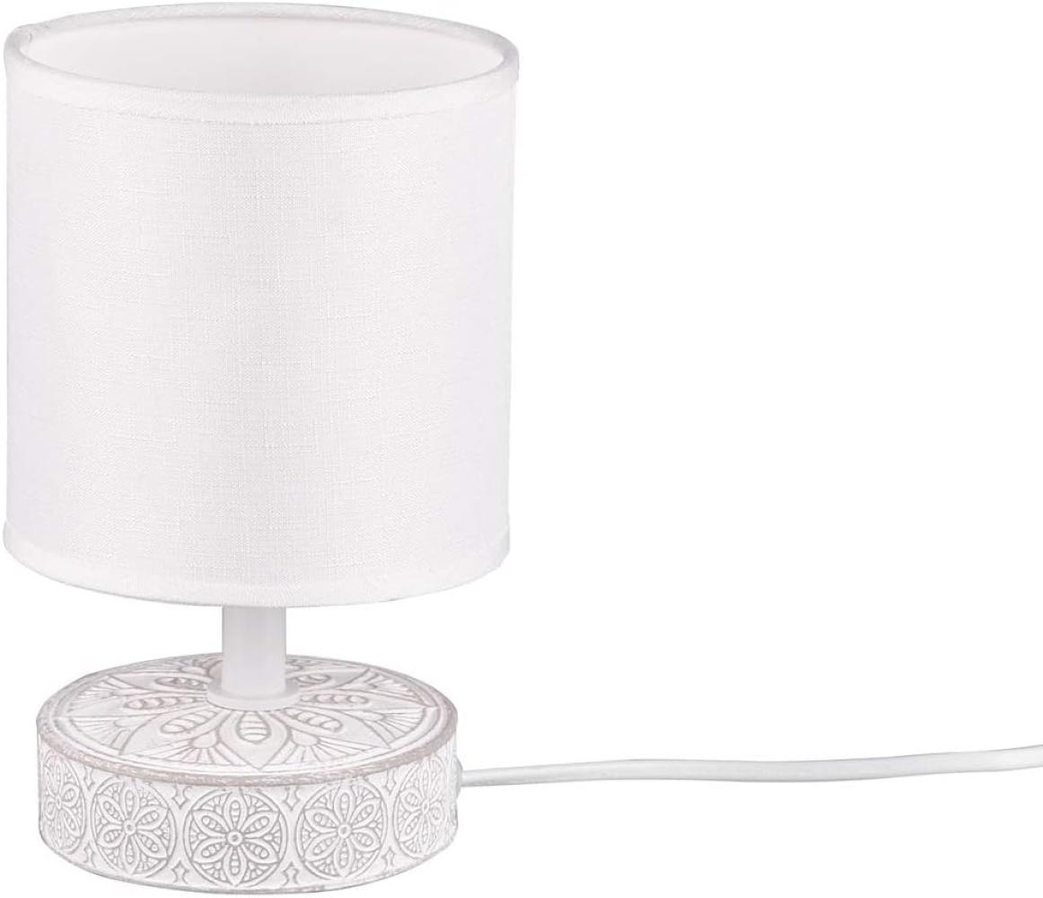 Moderne Keramik Tischleuchte MARIE Stofflampenschirm in Weiß, Ø13cm, Höhe 20cm Bild 1