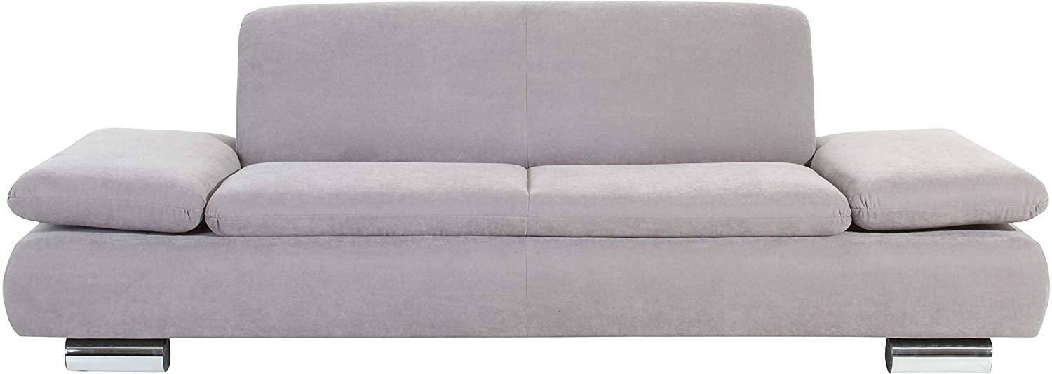 Terrence Sofa 2,5-Sitzer Veloursstoff Silber Metallfüße verchromt Bild 1