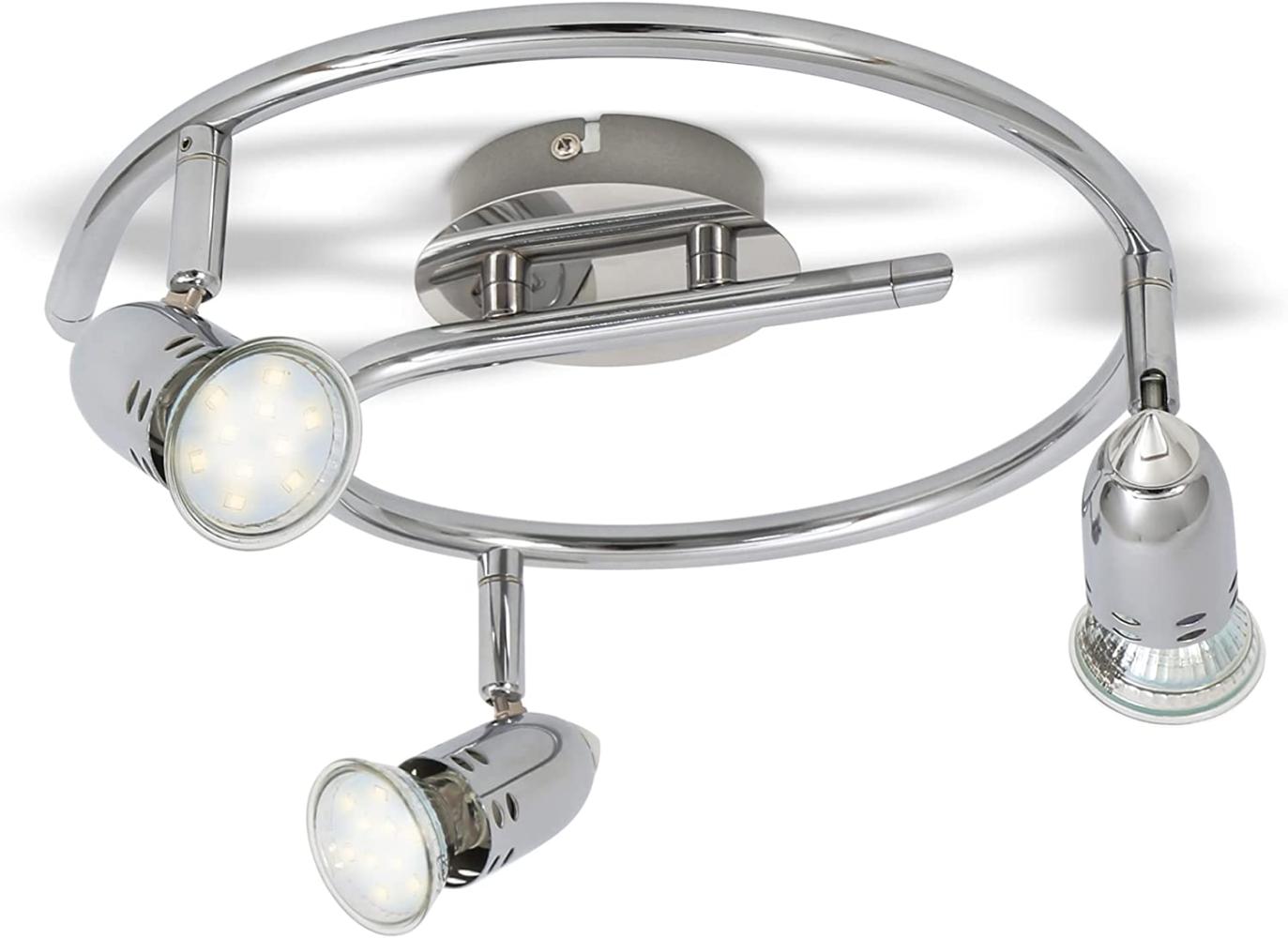 Design LED Deckenlampe 6W-12W Deckenlechte 230V Spot-Strahler GU10 modern chrom 3 Strahler [Spirale] Bild 1