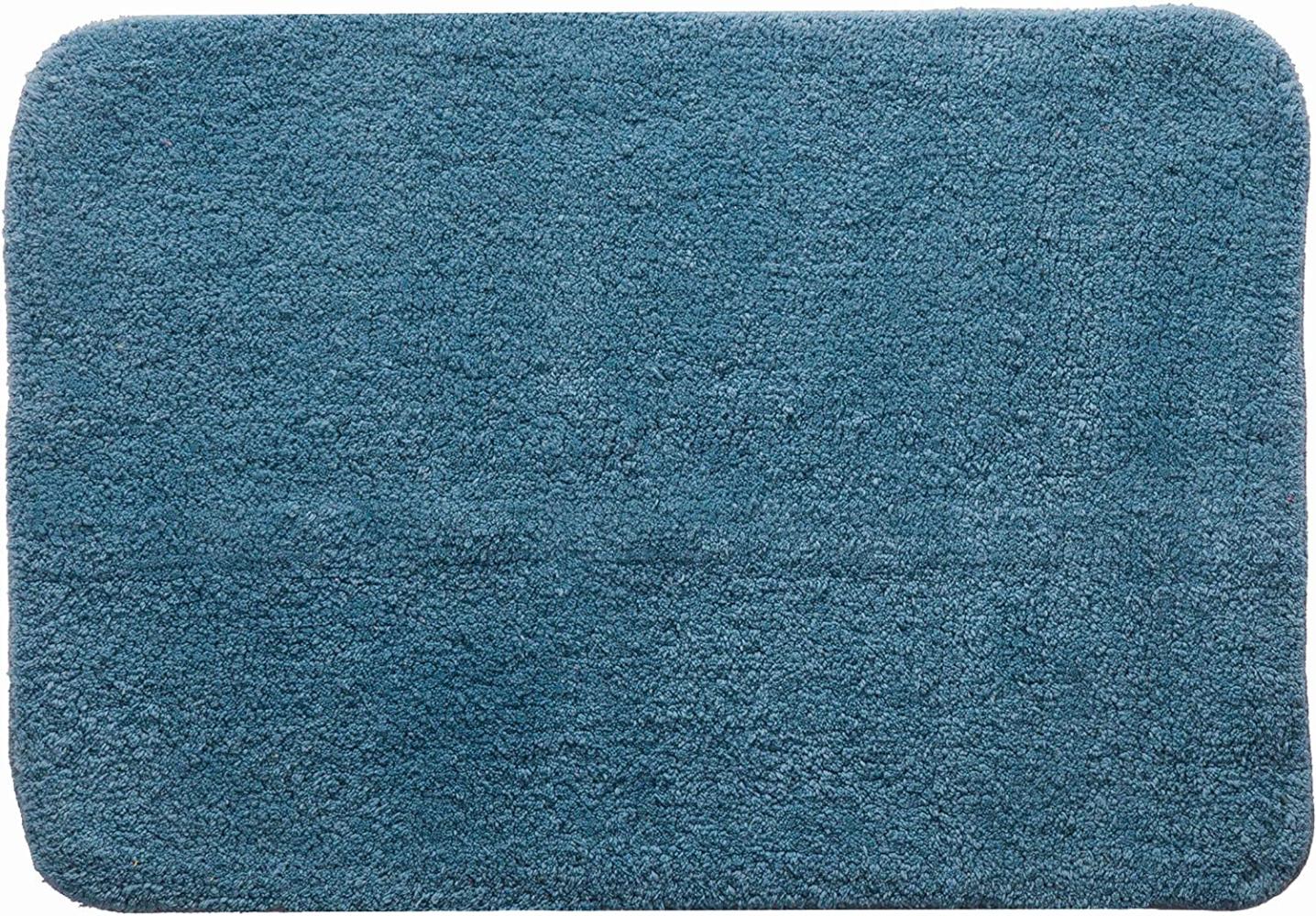 Spirella Badteppich Badematte Duschvorleger CAMPUS 100% Baumwolle Hochflor | flauschig | rutschhemmend | geeignet für Fußbodenheizung | 50x70 cm | Nachtblau Bild 1