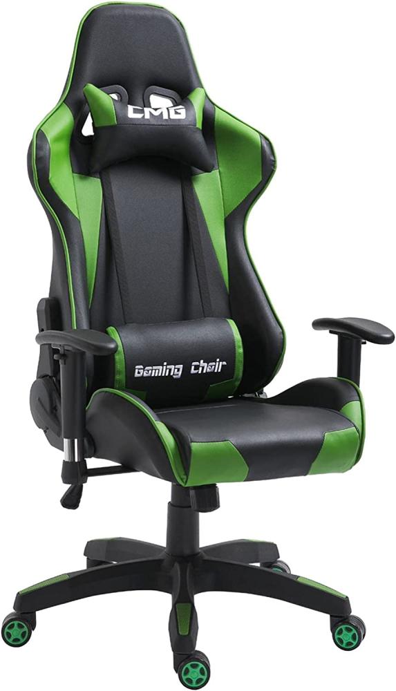 CARO-Möbel Gaming Drehstuhl in schwarz/grün Bürostuhl Racer Chefsessel Schreibtischstuhl, höhenverstellbar, Wippmechanik Bild 1