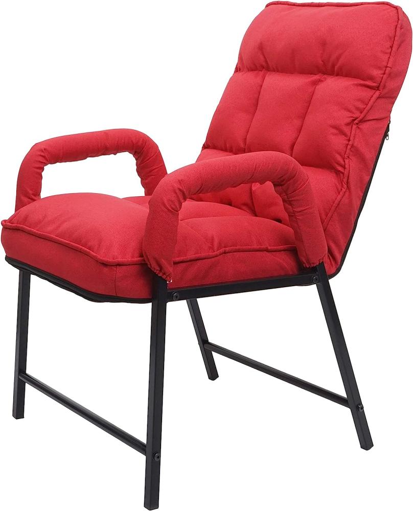 Esszimmerstuhl HWC-K40, Stuhl Polsterstuhl, 160kg belastbar Rückenlehne verstellbar Metall ~ Stoff/Textil rot Bild 1