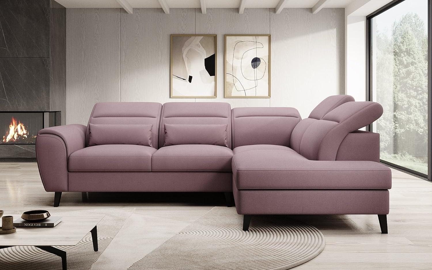 Designer Sofa Nobile mit verstellbarer Rückenlehne Stoff Rosé Rechts Bild 1