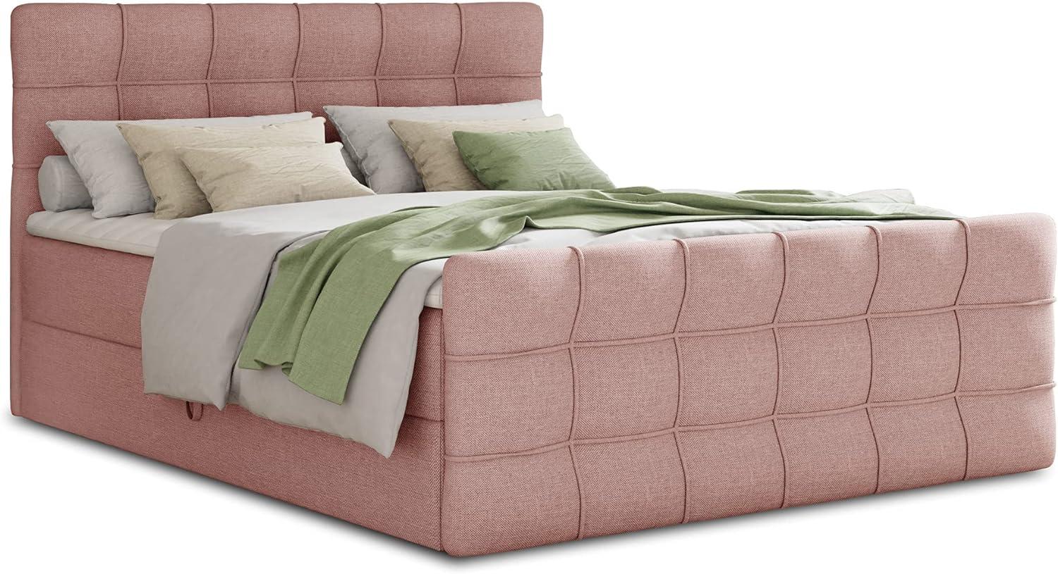 Boxspringbett Best Lux mit Fußteil, 2 Bettkästen, Bonell-Matratze und Topper (Pink (Inari 52), 180 x 200 cm) Bild 1