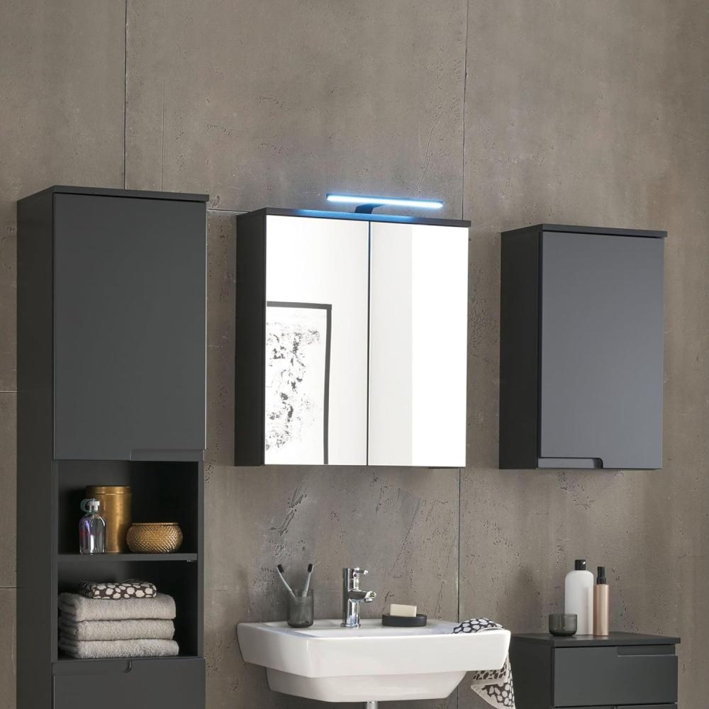 Badezimmerspiegelschrank >Spice< in Schwarz matt - 60x67x20 (BxHxT) Bild 1