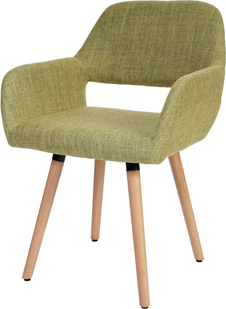 Esszimmerstuhl HWC-A50 II, Stuhl Küchenstuhl, Retro 50er Jahre Design ~ Textil, hellgrün, helle Beine Bild 1